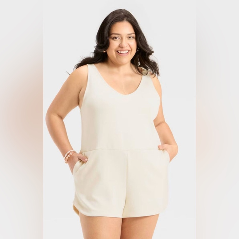 A NEW DAY Cream Pocket Romper